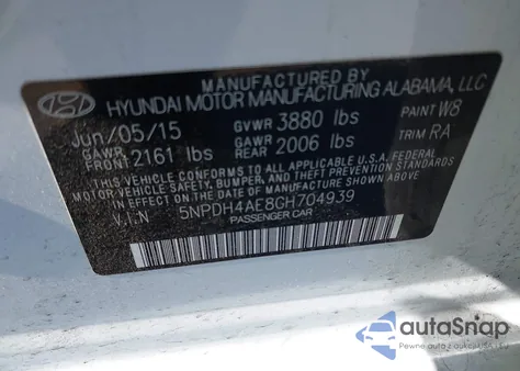 2016 Hyundai Elantra Se из США, поврежденный, VIN 5NPDH4AE8GH704939